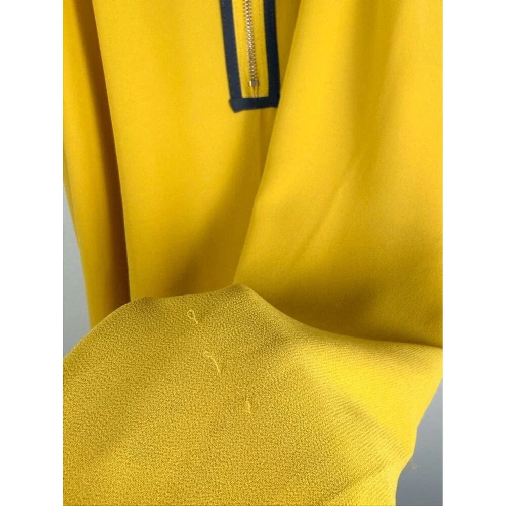 Naked Zebra Yellow Zip Front Sleeveless Top Large High Neck Tank